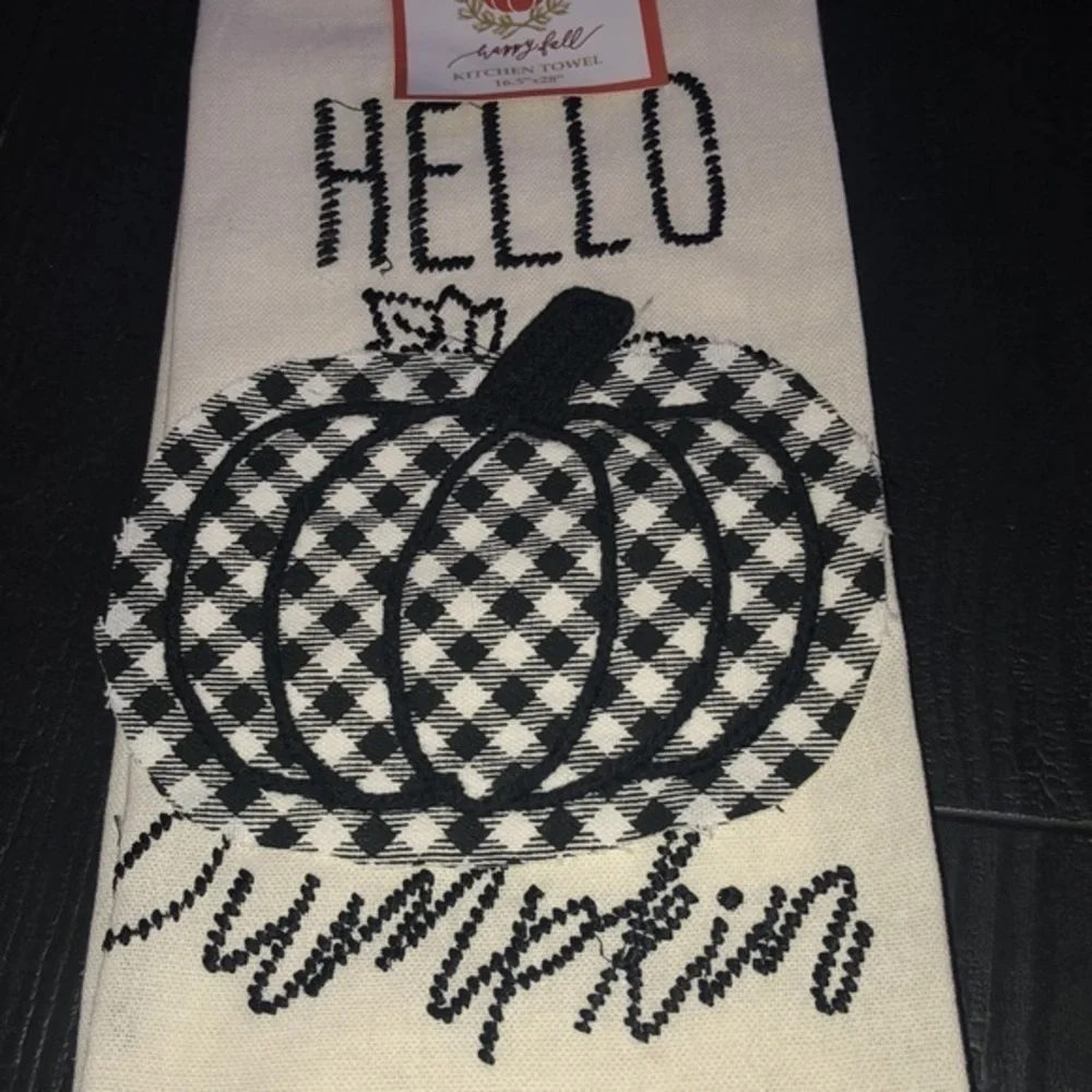 Hello Pumpkin Fall Kitchen‎ Towel Buffalo Plaid New